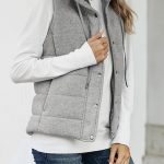 Puffer αμάνικο με μεγάλο γιακά γκρι