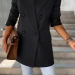 Μεσάτο σακάκι με κουμπιά μαύρο