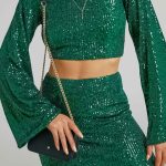 Glam sequin φούστα πράσινη