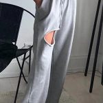 Oversized φόρμα με σκίσιμο γκρι