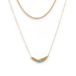 Διπλό κολιέ με τιρκουάζ χάντρα