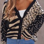 Animal print ζακέτα μαύρη