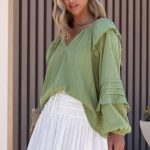 Boho glam μπλούζα χακί