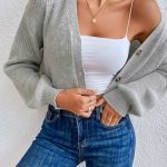 Ζακετάκι V neck γκρι με κουμπάκια