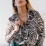 Leopard ημιδιάφανο πουκάμισο ασπρόμαυρο