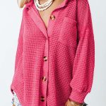 Retro button loose shirt φούξια