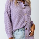 Retro button loose shirt μωβ