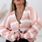 Ριγέ ροζ ζακέτα