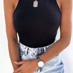 Basic halter neck κορμάκι μαύρο