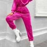 90's velvet jumpsuit φούξια