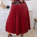 Pleated δερμάτινη φούστα μπορντώ