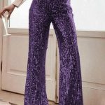 Sequin παντελόνι μωβ