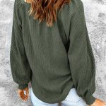 Casual top με balloon μανίκια χακί