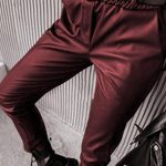 Leather cigarette παντελόνι μπορντώ