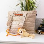 Puffer tote bag μπεζ