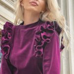 Ruffle velvet σετ βυσσινί