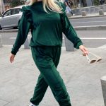 Ruffle velvet σετ πράσινο