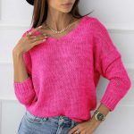 Cozy V neck πουλόβερ φούξια