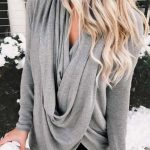 Κρουαζέ μακρυμάνικο τοπ ανοιχτό γκρι