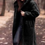 Baige παλτό με κουκούλα μαύρο