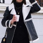 Aviator παλτό με sherpa μαύρο