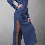 Longline high slit φούτερ μπλε