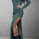 Longline high slit φούτερ χακί