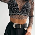 Rock crop top με strass