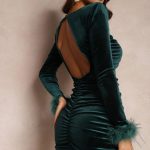 80s velvet φόρεμα πράσινο