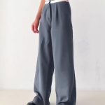 White ribbon baggy pants γκρι