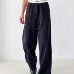 White ribbon baggy pants μαύρο