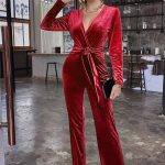 Bodycon βελουτέ φόρμα κόκκινο