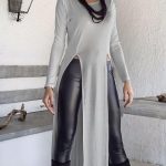 Γκρι μπλούζα με διπλό άνοιγμα