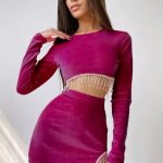 Fancy βελουτέ φούστα βυσσινί