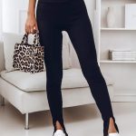 Front slit μαύρο παντελόνι