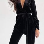 Velvet kimono σετ μαύρο