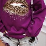 Lips stamped jumper μωβ