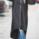 Longline φούτερ με κουκούλα γκρι