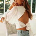 Back tie τοπ λευκό