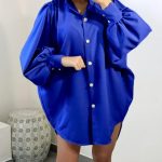 Satin shirt dress μπλε