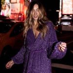 Sequin wrap φόρεμα μωβ