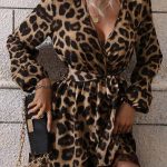 Wrap φόρεμα σε καφέ λεοπάρ