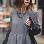 Ruffle μακρυμάνικο τοπ γκρι