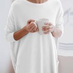 Λεπτή μακρυμάνικη τουνίκ τοπ λευκή