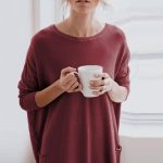 Λεπτή μακρυμάνικη τουνίκ τοπ μπορντό