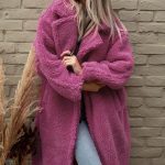 Μακρύ teddy πανωφόρι dusty pink