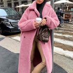 Μακρύ teddy πανωφόρι ροζ