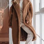 Μακρύ teddy πανωφόρι καφέ