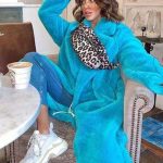 Μακρύ teddy πανωφόρι γαλάζιο