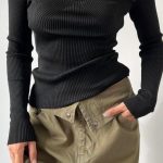 Rib balconette μπλούζα μαύρο